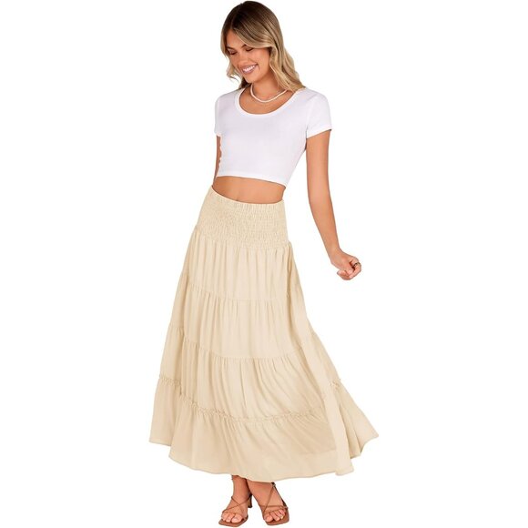 Breezy Long Maxi Skirt for Women - Casual High Waisted Boho Dress, Medium Size - Picture 4 of 6